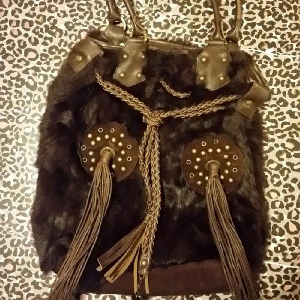 Rare!!! VINTAGE Rabbit & Suede Leather Purse